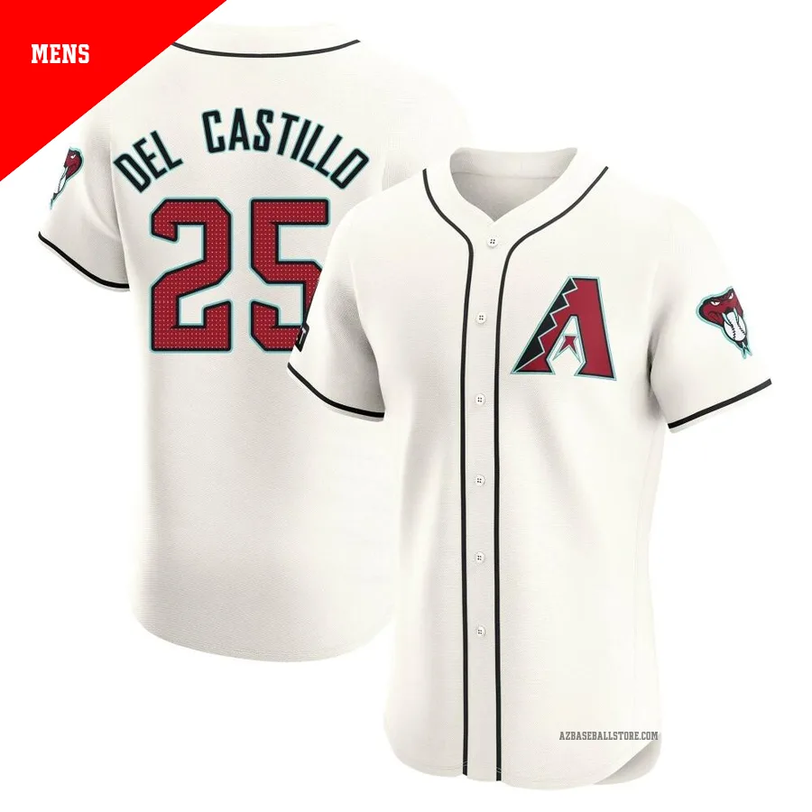 Men's Adrian Del Castillo Arizona Diamondbacks ＃25 Cream Elite - Home Patch Jersey