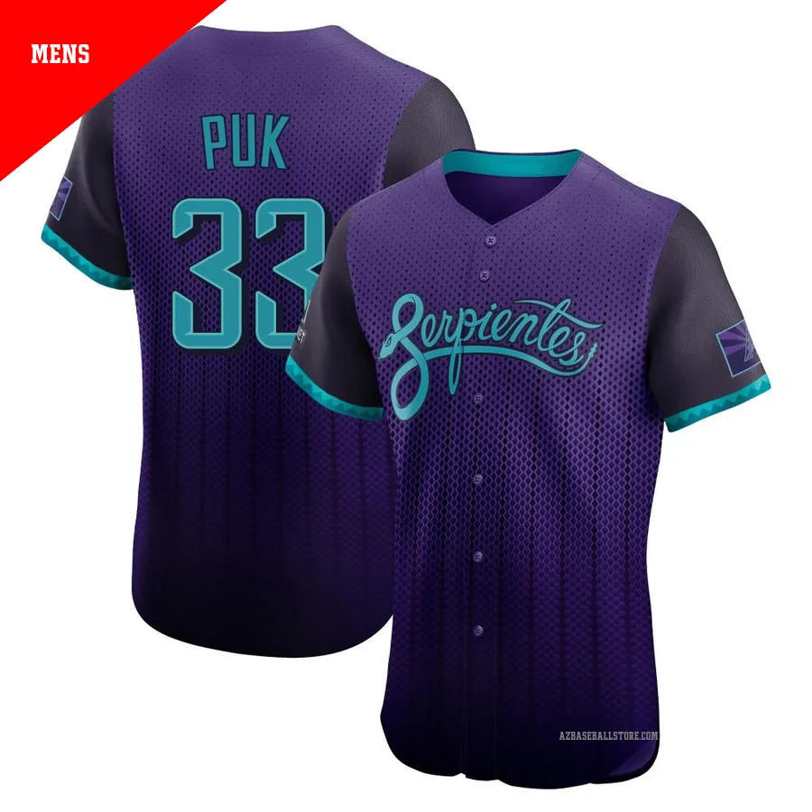 Men's A.J. Puk Arizona Diamondbacks ＃33 Purple Elite - 2025 City Connect Jersey