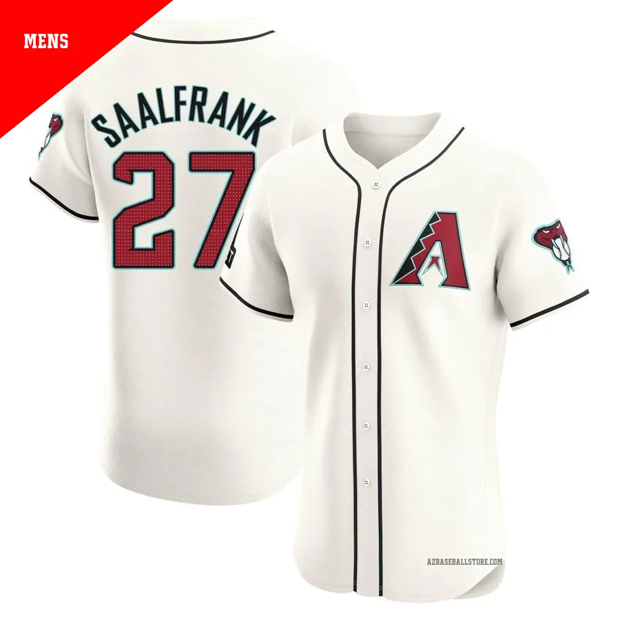 Men's Andrew Saalfrank Arizona Diamondbacks ＃27 Cream Elite - Home Patch Jersey