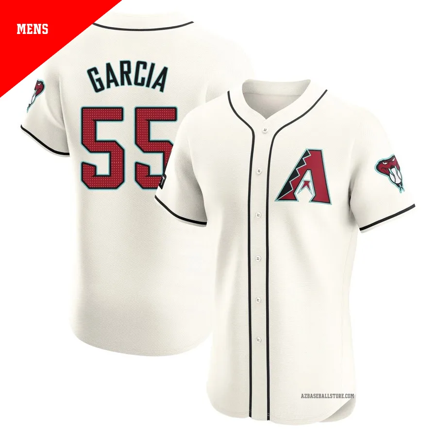 Men's Brandyn Garcia Arizona Diamondbacks ＃55 Cream Elite - Home Patch Jersey