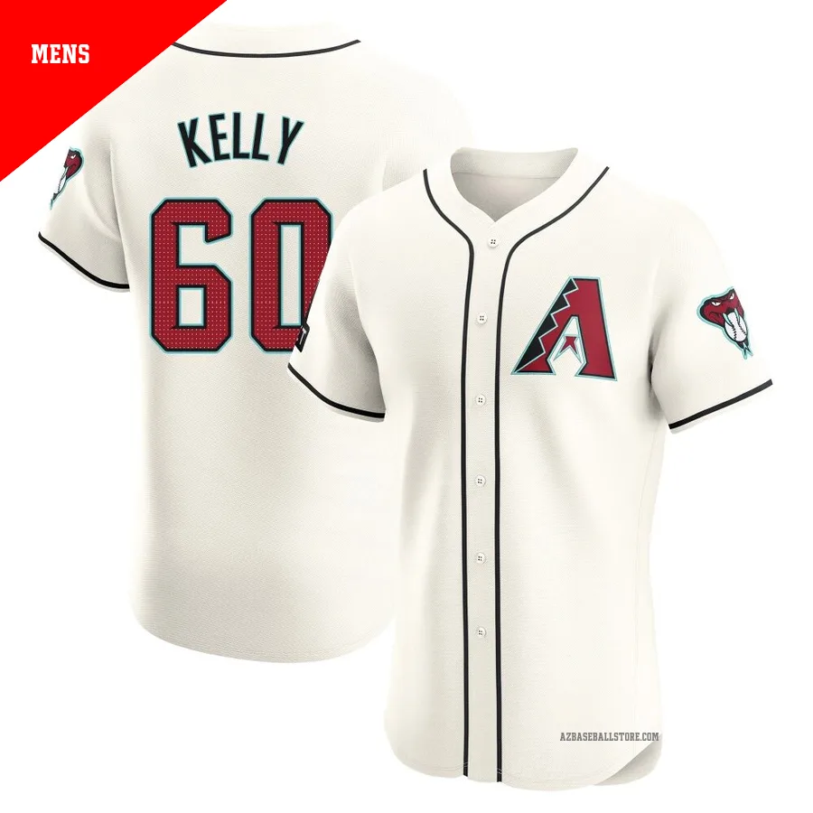 Men's Casey Kelly Arizona Diamondbacks ＃60 Cream Elite - Home Patch Jersey