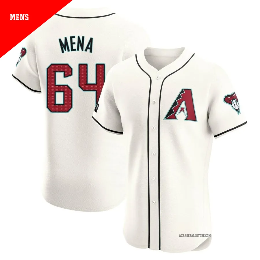 Men's Cristian Mena Arizona Diamondbacks ＃64 Cream Elite - Home Patch Jersey