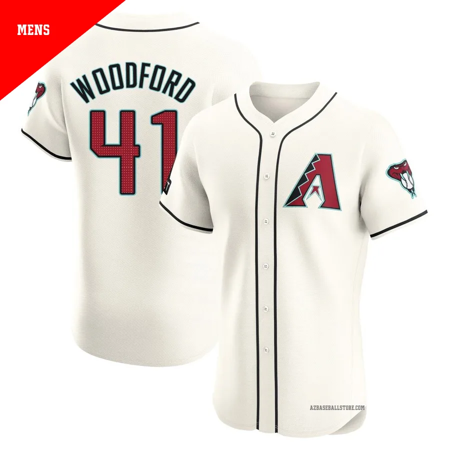 Men's Jake Woodford Arizona Diamondbacks ＃41 Cream Elite - Home Patch Jersey