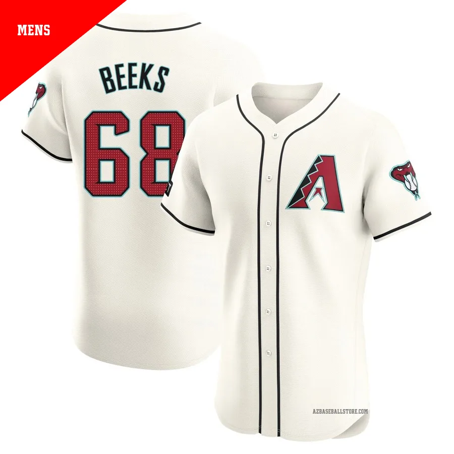 Men's Jalen Beeks Arizona Diamondbacks ＃68 Cream Elite - Home Patch Jersey