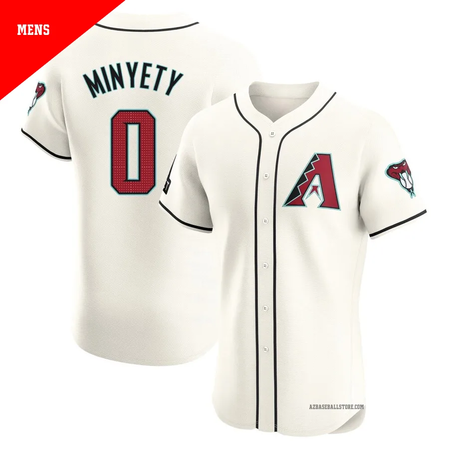 Men's Jorge Minyety Arizona Diamondbacks ＃0 Cream Elite - Home Patch Jersey