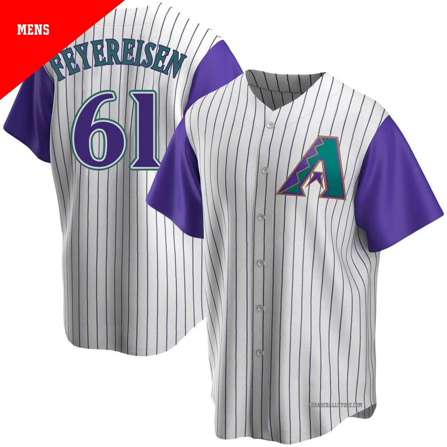 Men's J.P. Feyereisen Arizona Diamondbacks ＃61 Cream/Purple Replica - Alternate Cooperstown Collection Jersey