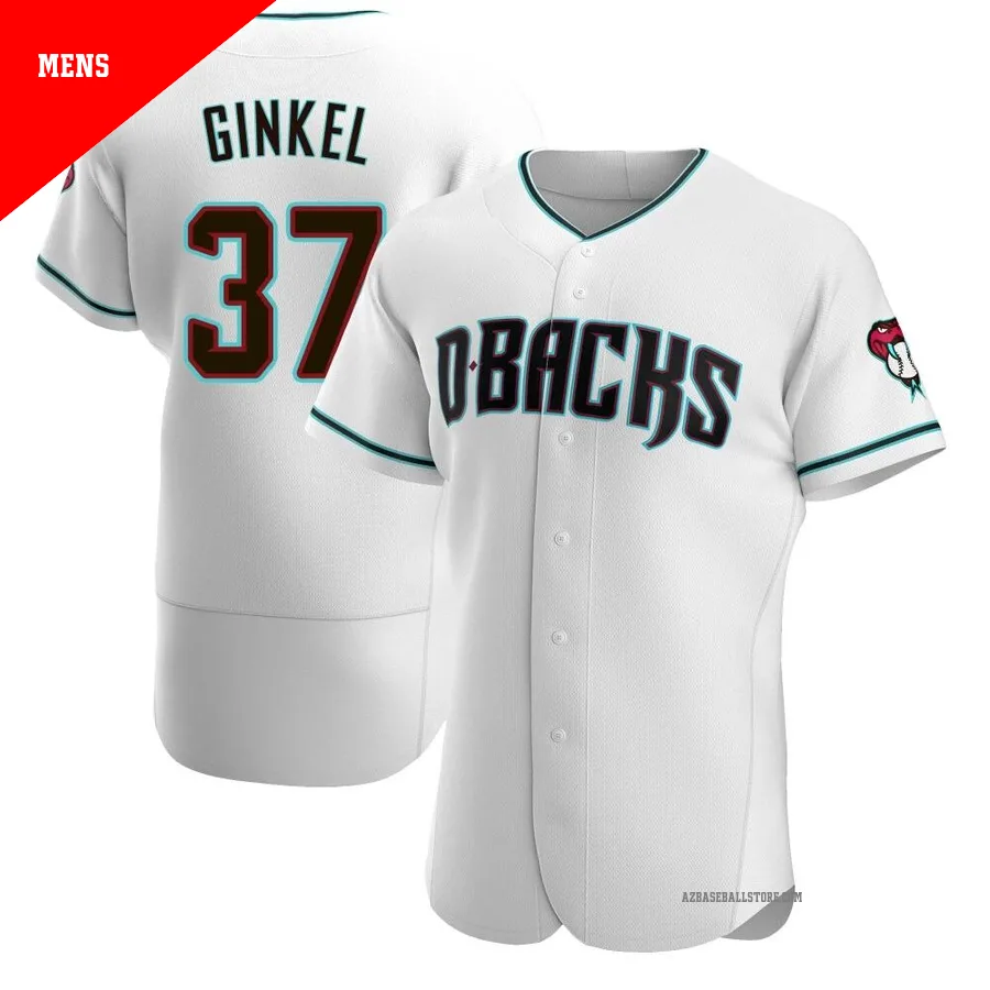 Men's Kevin Ginkel Arizona Diamondbacks ＃37 White/Teal Authentic - Alternate Jersey
