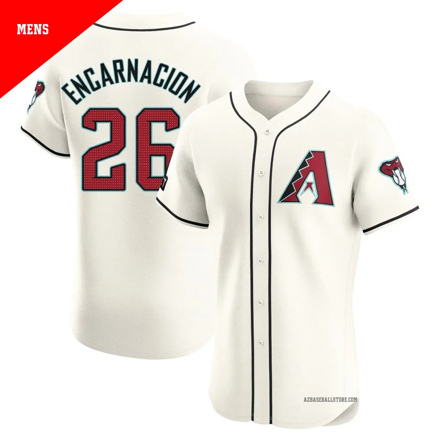 Men's Lorenzo Encarnacion Arizona Diamondbacks ＃26 Cream Elite - Home Patch Jersey