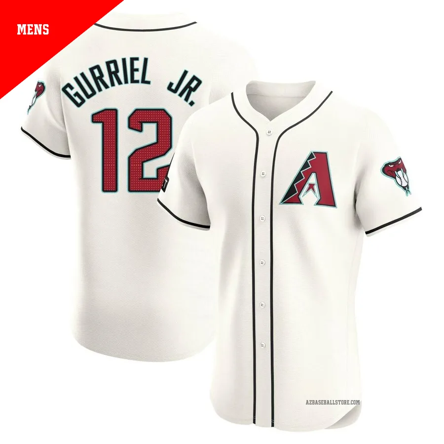 Men's Lourdes Gurriel Jr. Arizona Diamondbacks ＃12 Cream Elite - Home Patch Jersey