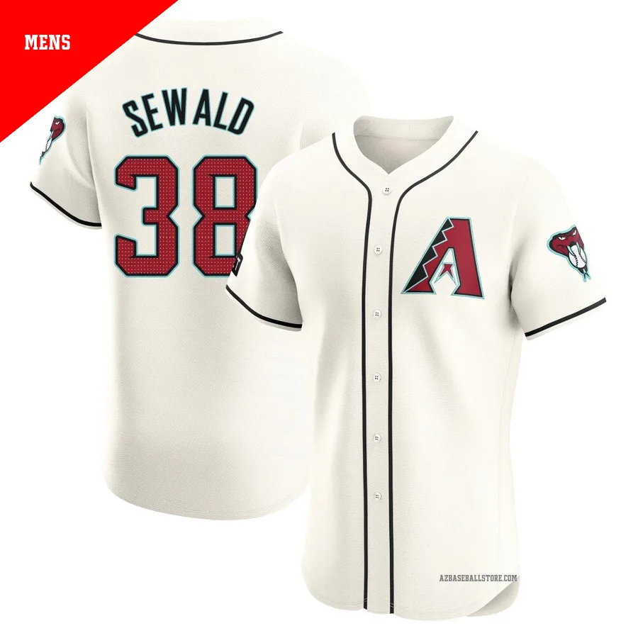 Men's Paul Sewald Arizona Diamondbacks ＃38 Cream Elite - Home Patch Jersey