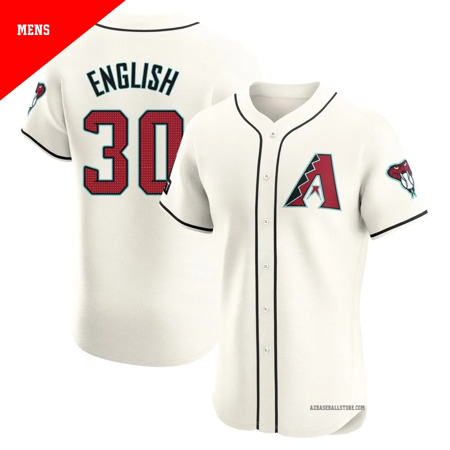 Men's Tristin English Arizona Diamondbacks ＃30 Cream Elite - Home Patch Jersey