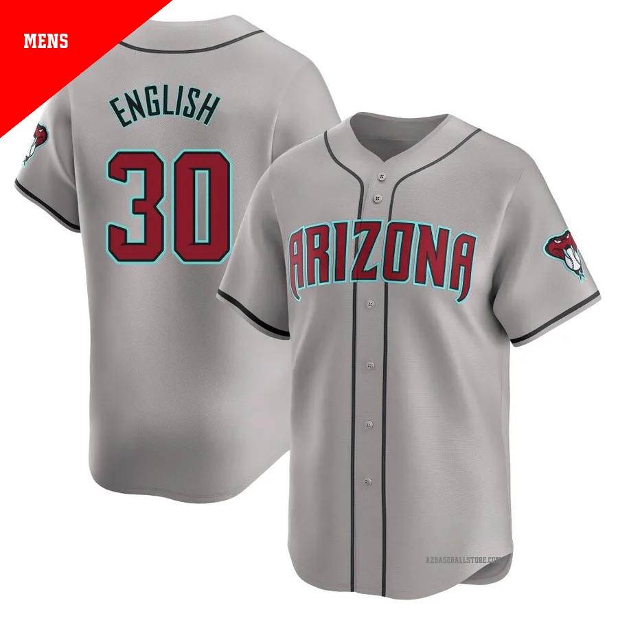 Men's Tristin English Arizona Diamondbacks ＃30 Gray Limited - Away Jersey
