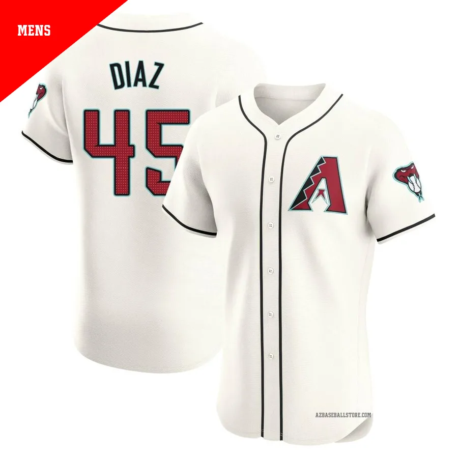 Men's Yilber Diaz Arizona Diamondbacks ＃45 Cream Elite - Home Jersey