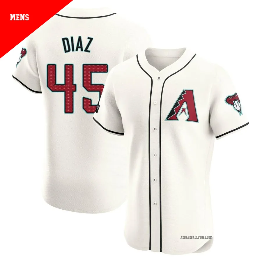 Men's Yilber Diaz Arizona Diamondbacks ＃45 Cream Elite - Home Patch Jersey