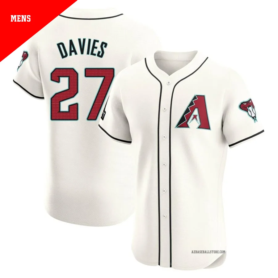 Men's Zach Davies Arizona Diamondbacks ＃27 Cream Elite - Home Patch Jersey