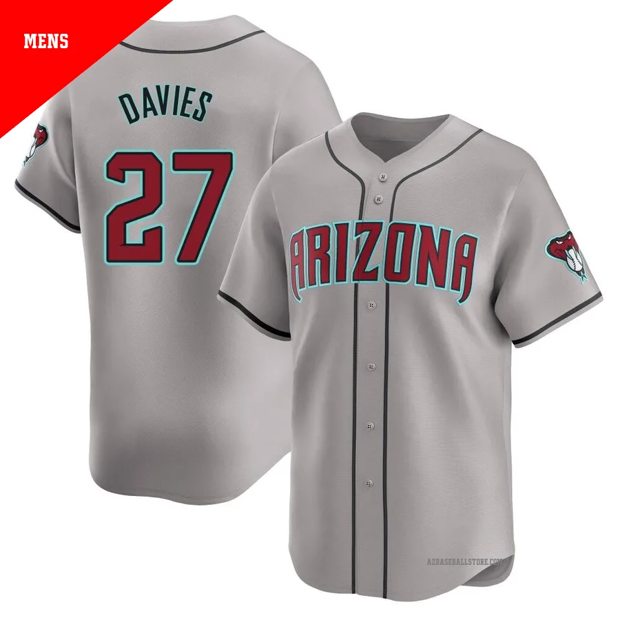 Men's Zach Davies Arizona Diamondbacks ＃27 Gray Limited - Away Jersey