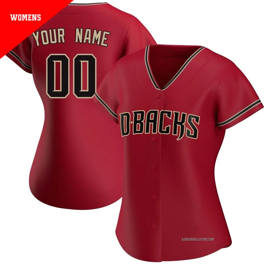 Women's Custom Arizona Diamondbacks ＃00 Red Authentic - Alternate Jersey