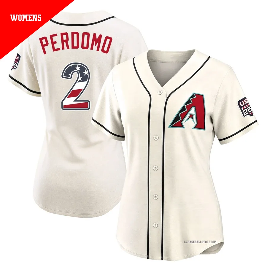 Women's Geraldo Perdomo Arizona Diamondbacks ＃2 Cream Limited - USA 250 Fourth Of July Home Stadium Jersey