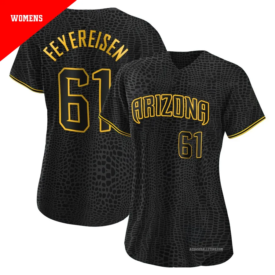 Women's J.P. Feyereisen Arizona Diamondbacks ＃61 Black Replica - Snake Skin City Jersey