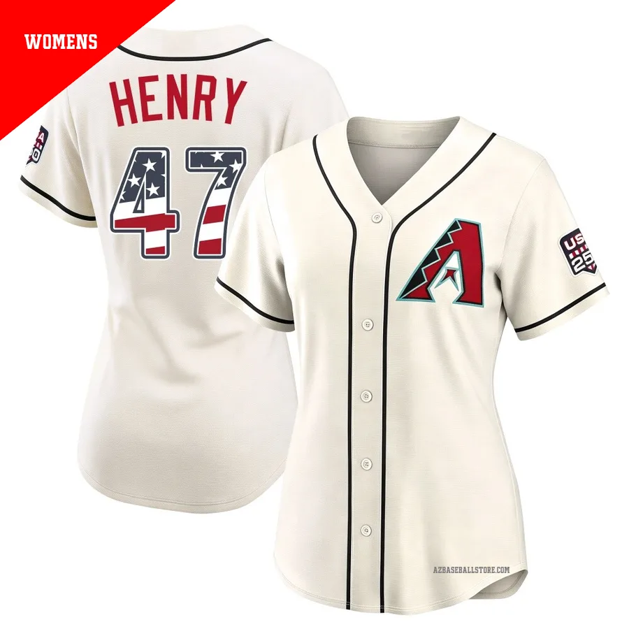 Women's Tommy Henry Arizona Diamondbacks ＃47 Cream Limited - USA 250 Fourth Of July Home Stadium Jersey