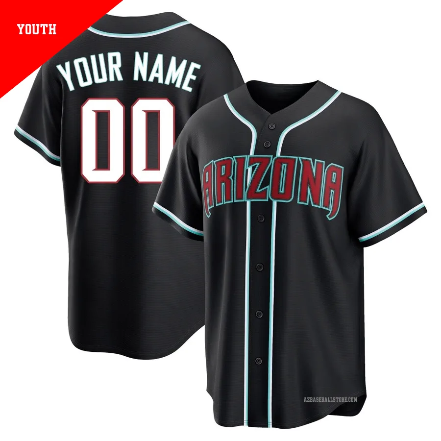 Youth Custom Arizona Diamondbacks ＃00 Black Replica - Fashion Out Jersey