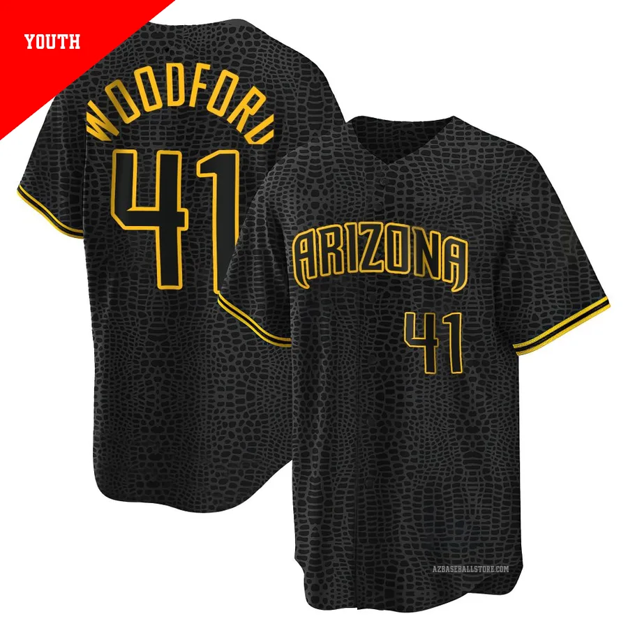Youth Jake Woodford Arizona Diamondbacks ＃41 Black Replica - Snake Skin City Jersey