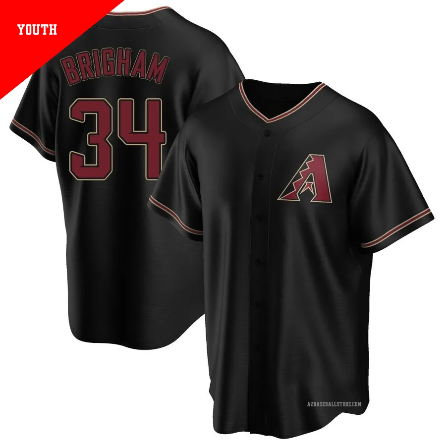Youth Jeff Brigham Arizona Diamondbacks ＃34 Black Replica - Alternate Jersey