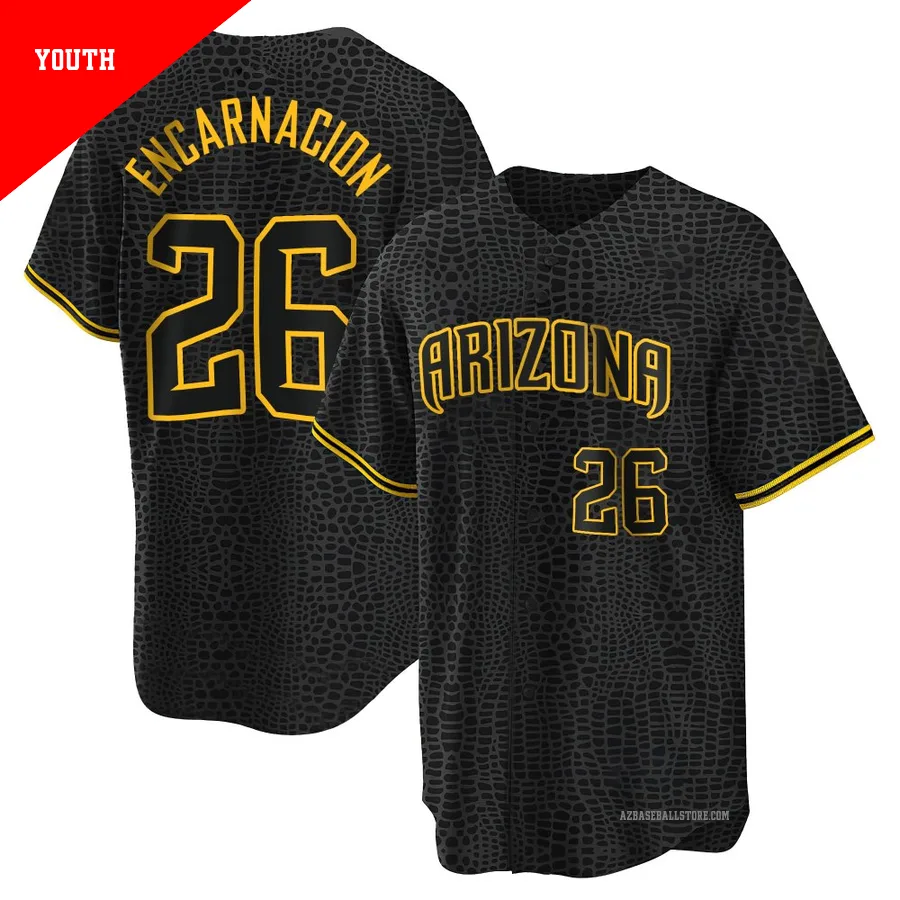 Youth Lorenzo Encarnacion Arizona Diamondbacks ＃26 Black Replica - Snake Skin City Jersey