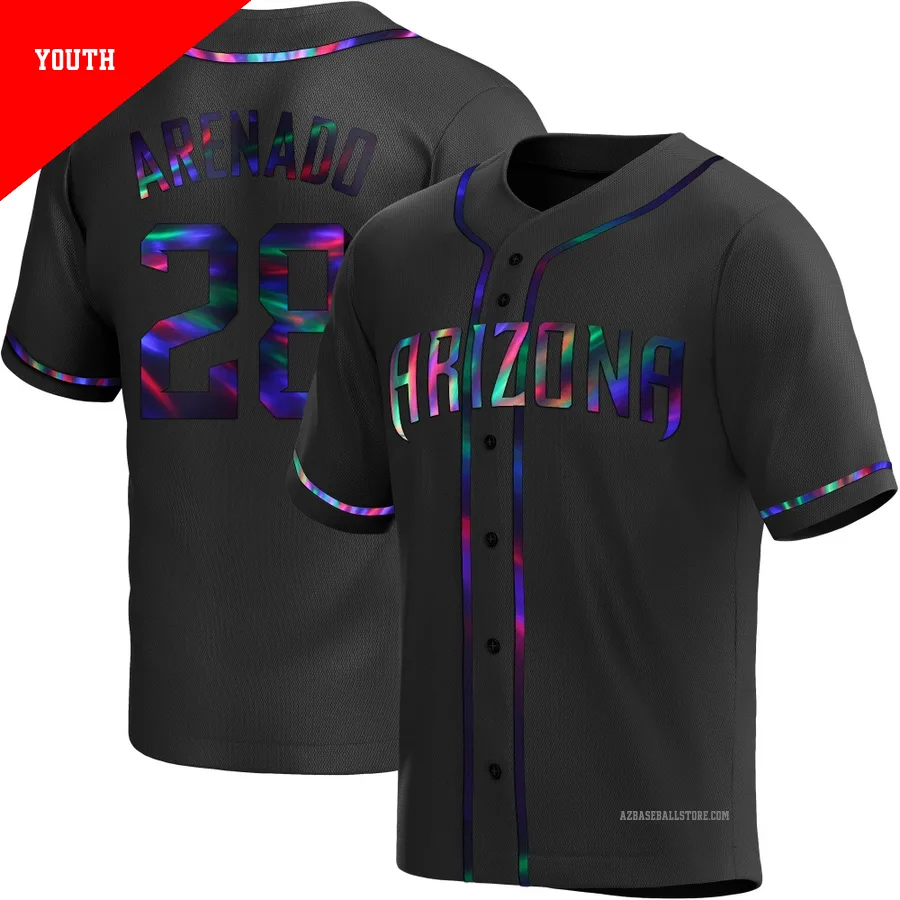 Youth Nolan Arenado Arizona Diamondbacks ＃28 Black Replica - Holographic Alternate Jersey