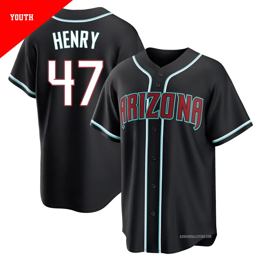 Youth Tommy Henry Arizona Diamondbacks ＃47 Black Replica - Fashion Out Jersey