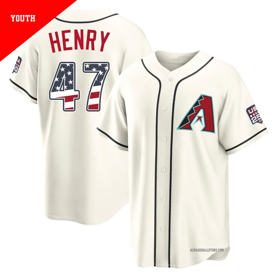 Youth Tommy Henry Arizona Diamondbacks ＃47 Cream Limited - USA 250 Fourth Of July Home Stadium Jersey